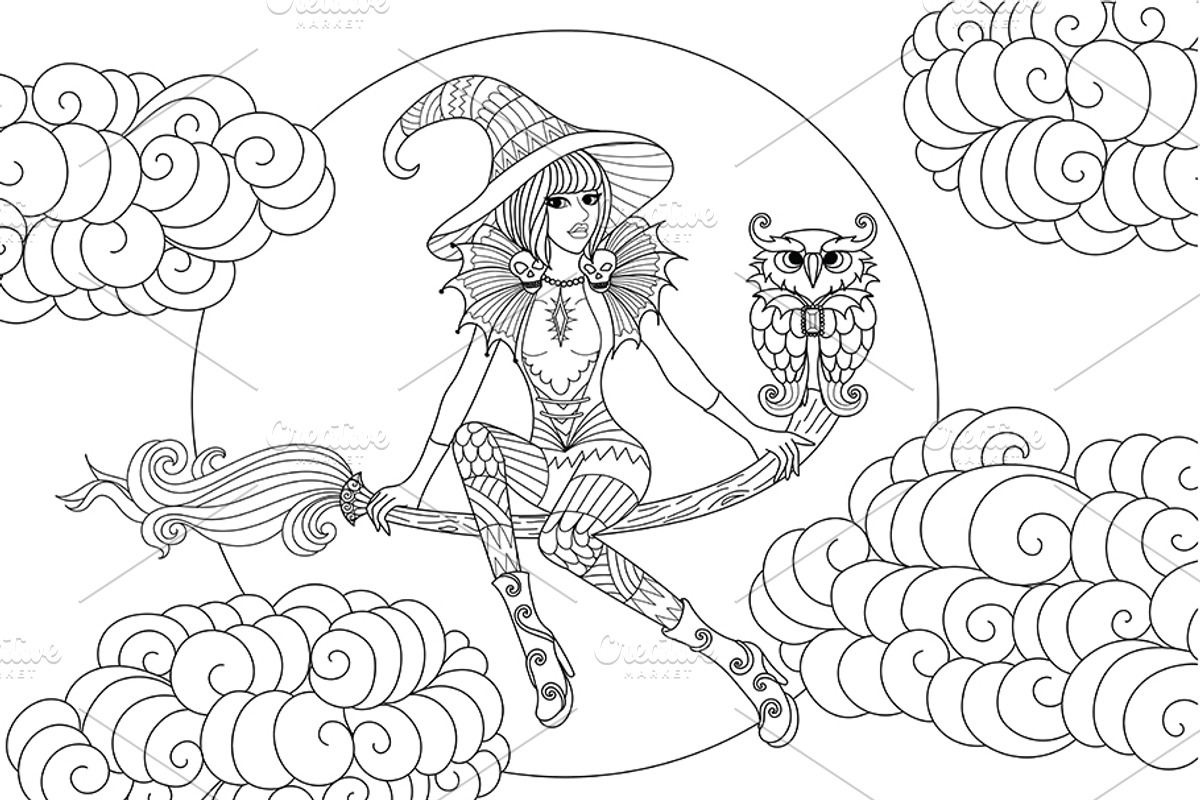 10 witches Halloween theme, an Illustration by Somjai King (Photo 3 of 11)