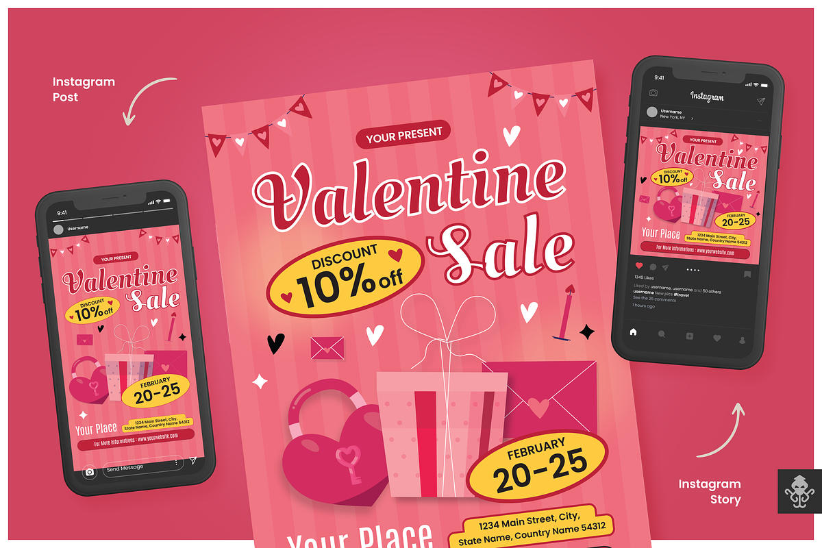 Valentine Sale Flyer Set, a Flyer Template by SquidPixey (Photo 1 of 6)