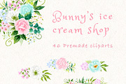 Bunny's ice cream shop clipart, an Animal Illustration by heyiamalice (Thumbnail 2 of 13)
