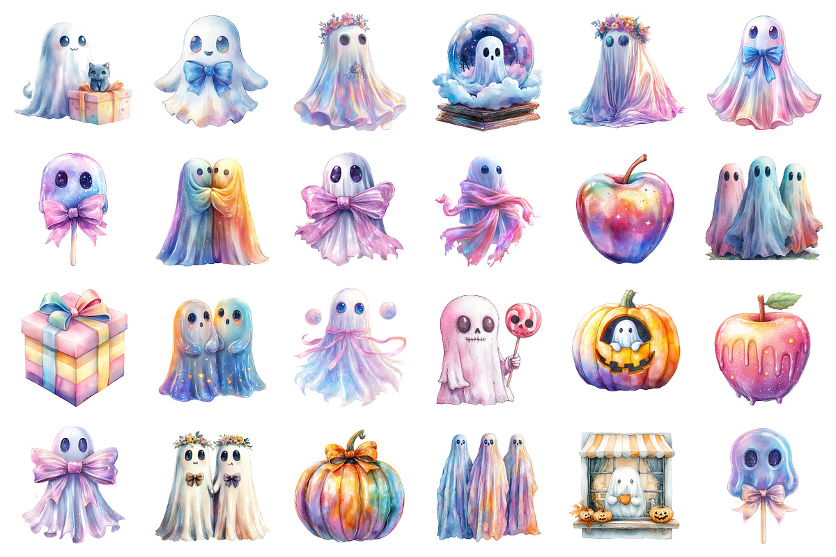 Halloween Ghost Iridescent Bundle, an Illustration by SinaCreation (Photo 2 of 7)