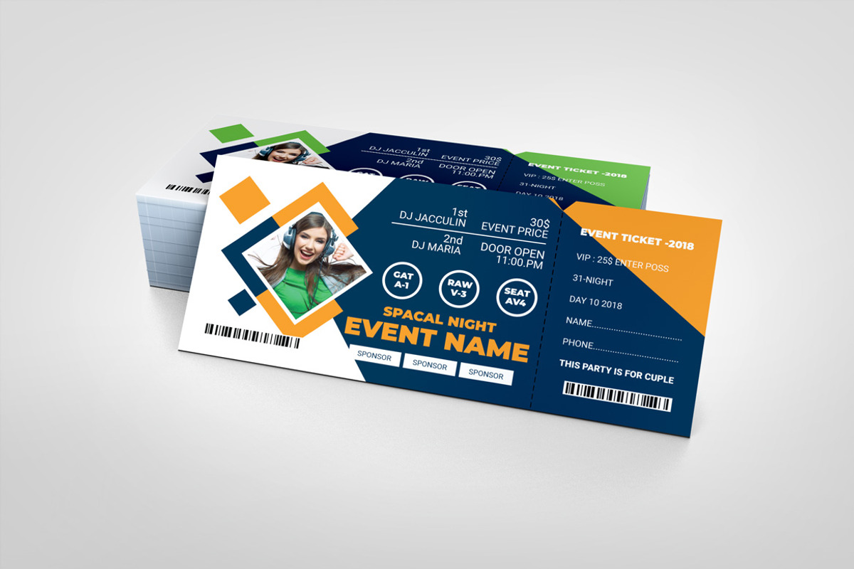 Modern Event Ticket Design Template, a Card Template by BrandlyTemplate (Photo 2 of 3)