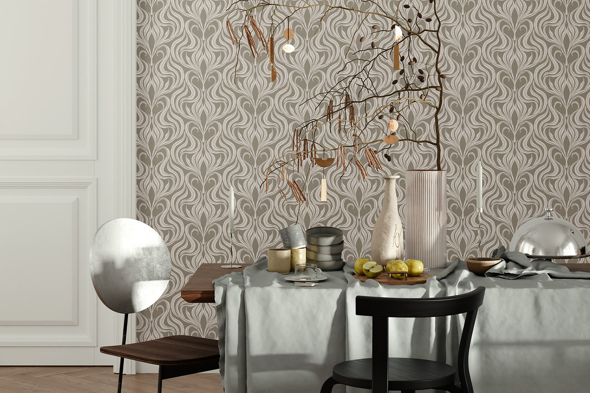 Stone Relief Damask Wallpaper, a Wallpaper Graphic by Bloomart Studio (Photo 4 of 6)