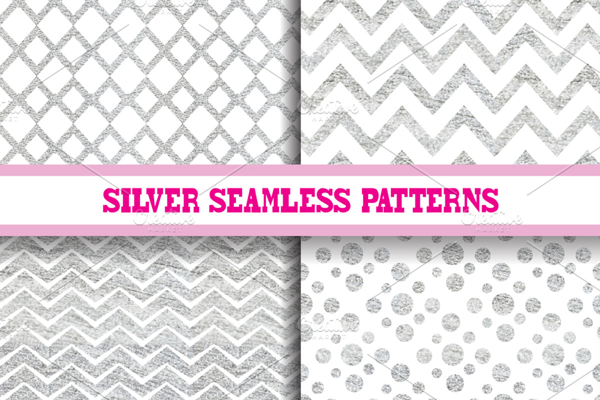 Silver Seamless Patterns, a Pattern Graphic by Sunset&Sea Design