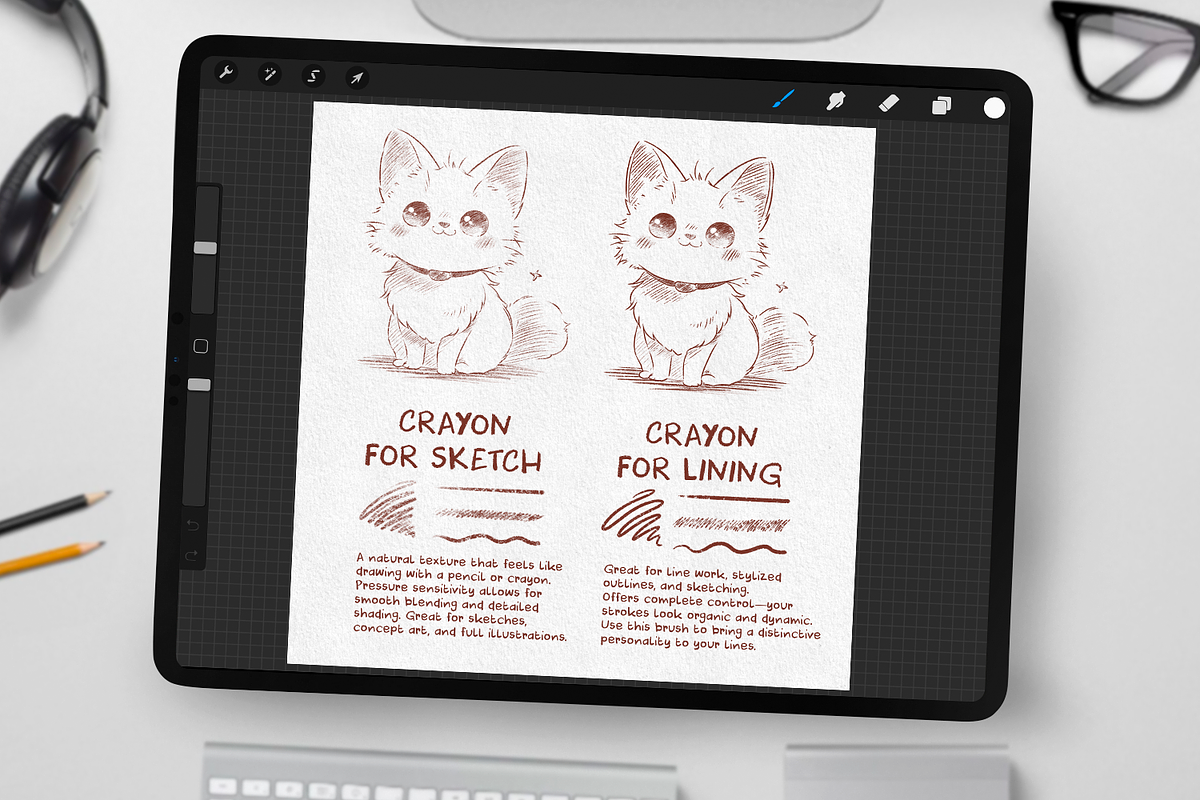 Procreate Anime Crayon Brushes, a Brushes & More by Disyukov (Photo 2 of 7)