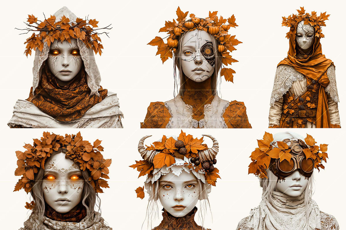 Surreal Art Autumn Girls Clipart, a Person Illustration by BusyDaydesign (Photo 4 of 9)