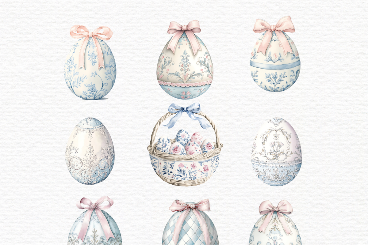 Chinoiserie easter eggs clipart., a Seasonal Illustration by Invite to Clipart (Photo 2 of 6)