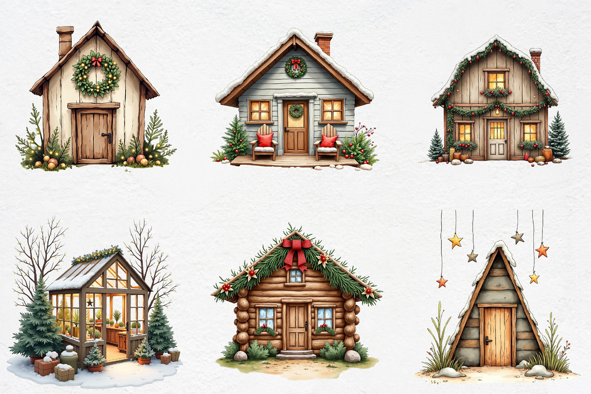 Christmas Funny House Clipart, an Illustration by CrexoraLab (Photo 2 of 5)
