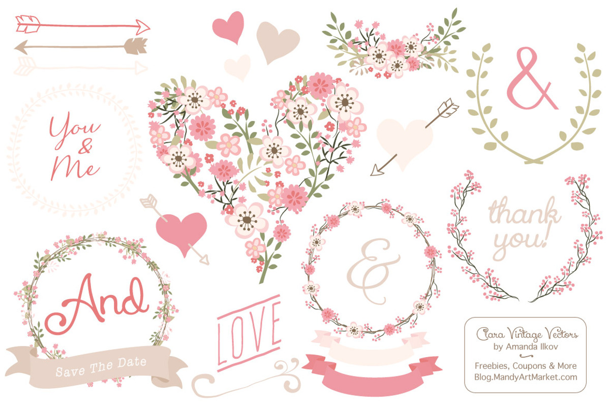 Soft Pink Vintage Vector Flowers, an Illustration by Amanda Ilkov (Photo 1 of 4)