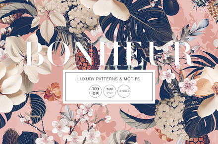 Bonheur, luxury exotic Print Pattern, a Pattern Graphic by Pink Linen