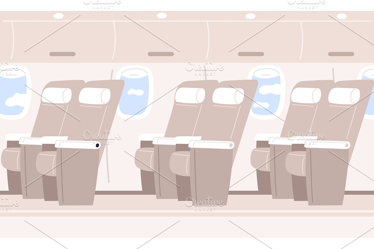 Empty airplane interior with seats, a Transportation Illustration by Vectorbuum