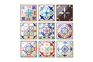 arabic mosaic tile set cartoon, an Object Illustration by pikepicture
