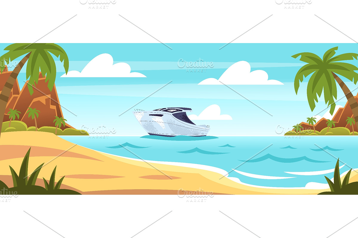 Island sand beach. Tropical coast, an Animal Illustration by Stock-Smart-Start (Photo 1 of 3)