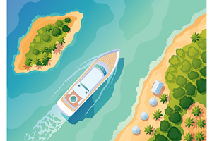 Beach top view yachts landscape, an Illustration by the8monkey