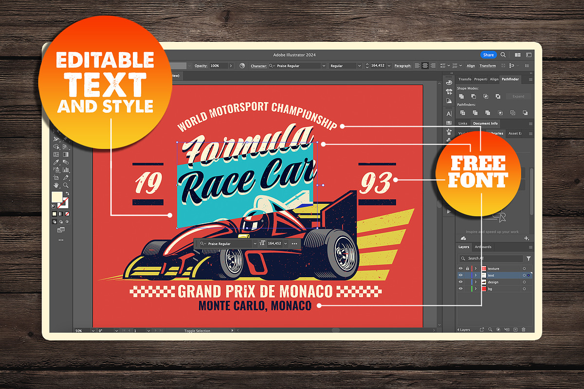 Vintage Car Shirt Design Collection, a Sport Illustration by bazzier_graphik (Photo 4 of 4)
