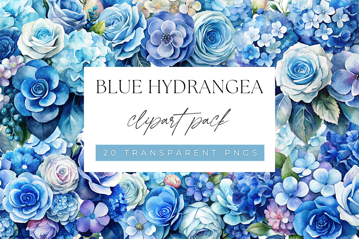 Blue Hydrangea Floral Clipart, a Graphic by Velvet Muse (Photo 1 of 5)