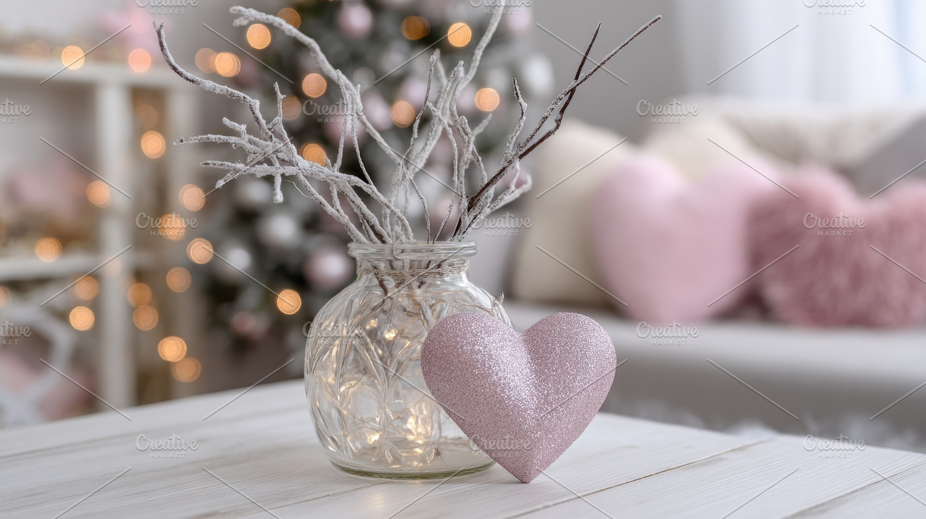 Heart decoration on a cozy table, a Photo by Beautiful things
