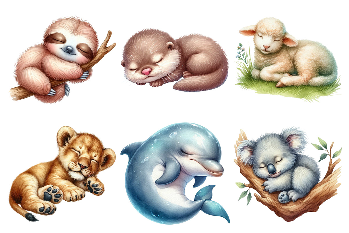 Sleeping Baby Animals, an Illustration by Pixels.Craft (Photo 3 of 7)