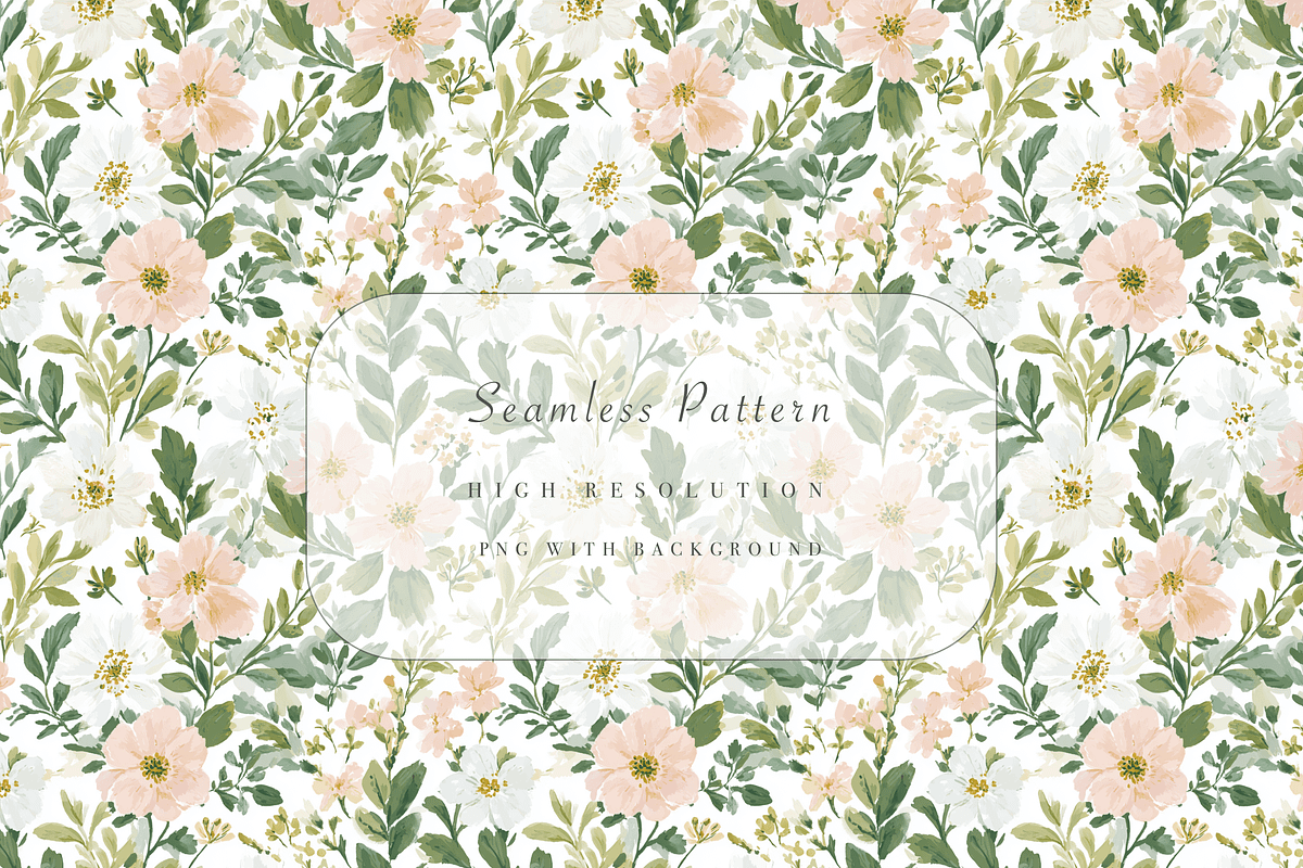 Blush Pink and White Floral Seamless, a Pattern Graphic by Pati Charm Studio (Photo 1 of 7)