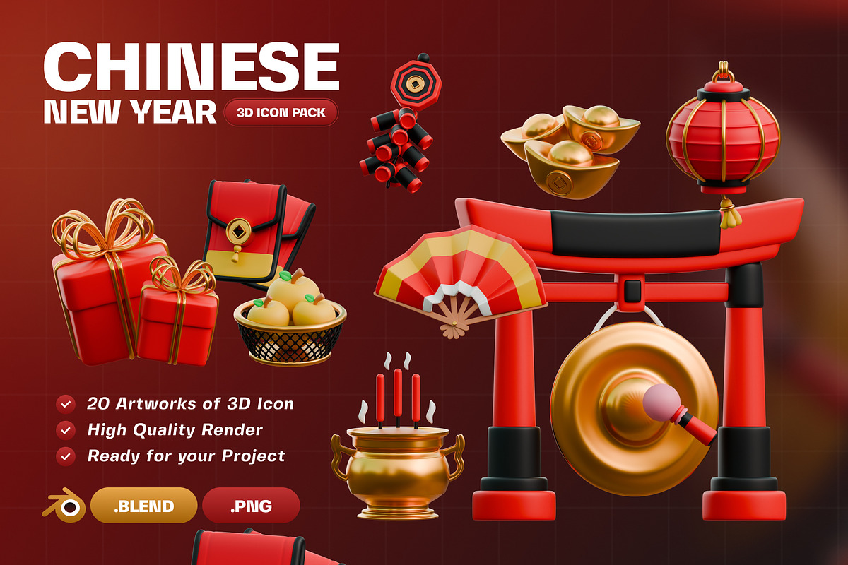 Chinese New Year 3D Icon Pack, an Object 3D Model by Haps Space (Photo 1 of 4)