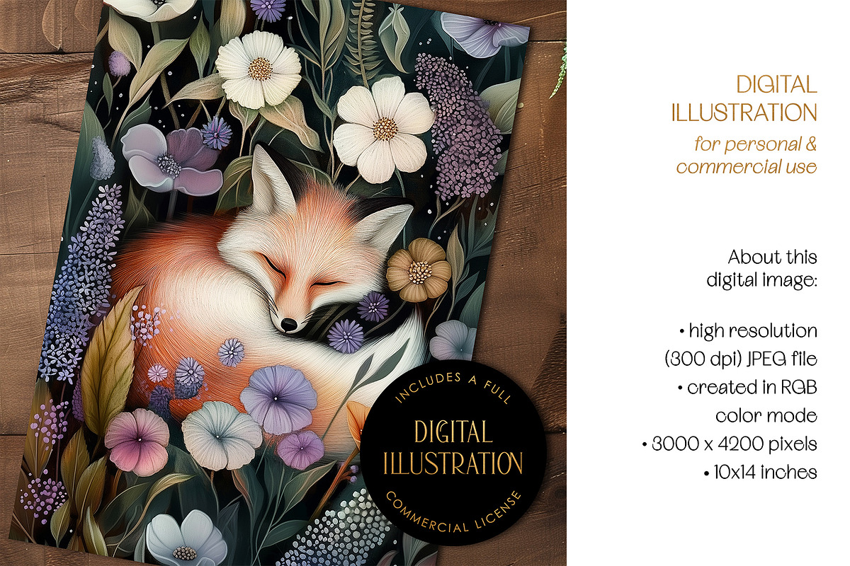 Cute Sleeping Fox Illustration, an Animal Illustration by The Dutch Lady Designs (Photo 2 of 4)