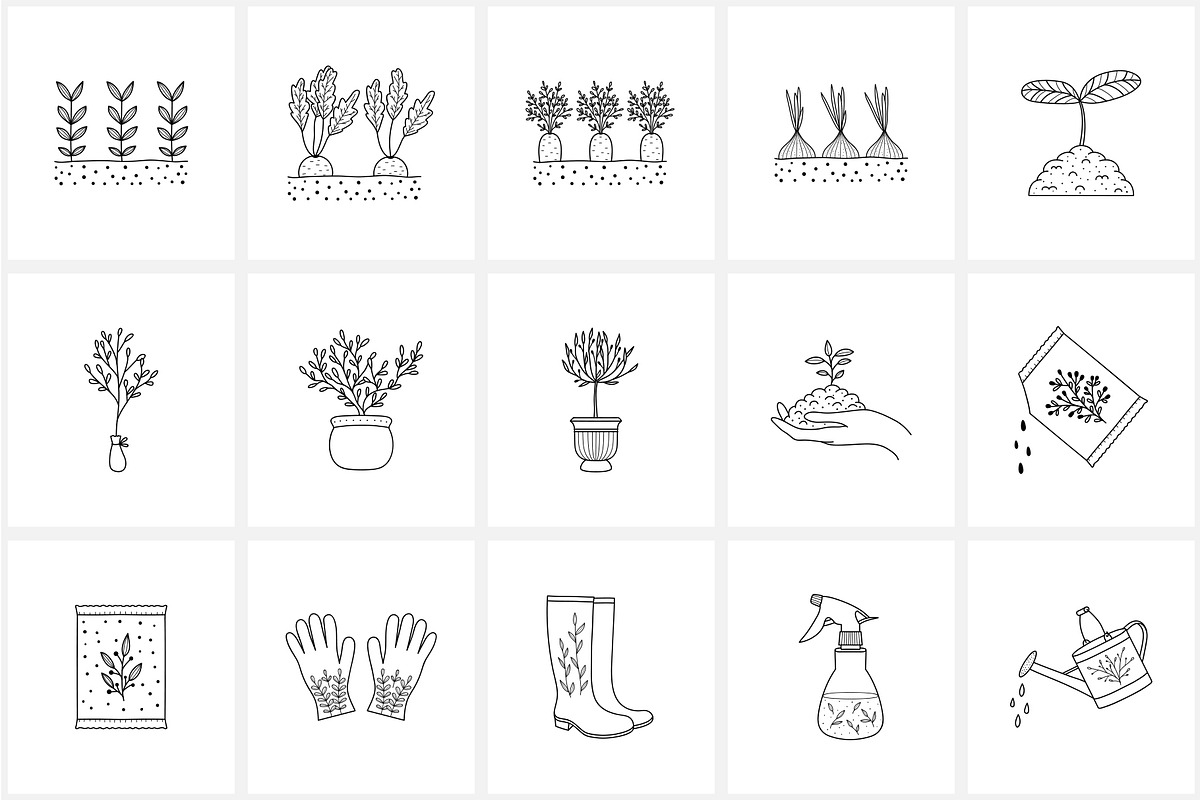 Farming & gardening line icon set, an Outline Icon by NatalieArtShop (Photo 10 of 16)