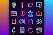 Education Back to School Neon Icons, an Outline Icon by Anna_leni (Thumbnail 3 of 11)