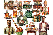 Black Mans Birthday Clipart, a Person Illustration by GlamArtZhanna (Thumbnail 3 of 5)