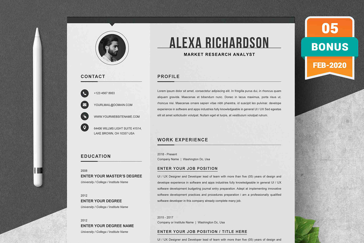 Resume/CV Bundle | 200+ for $29, a Resume Template by ResumeInventor (Photo 101 of 207)