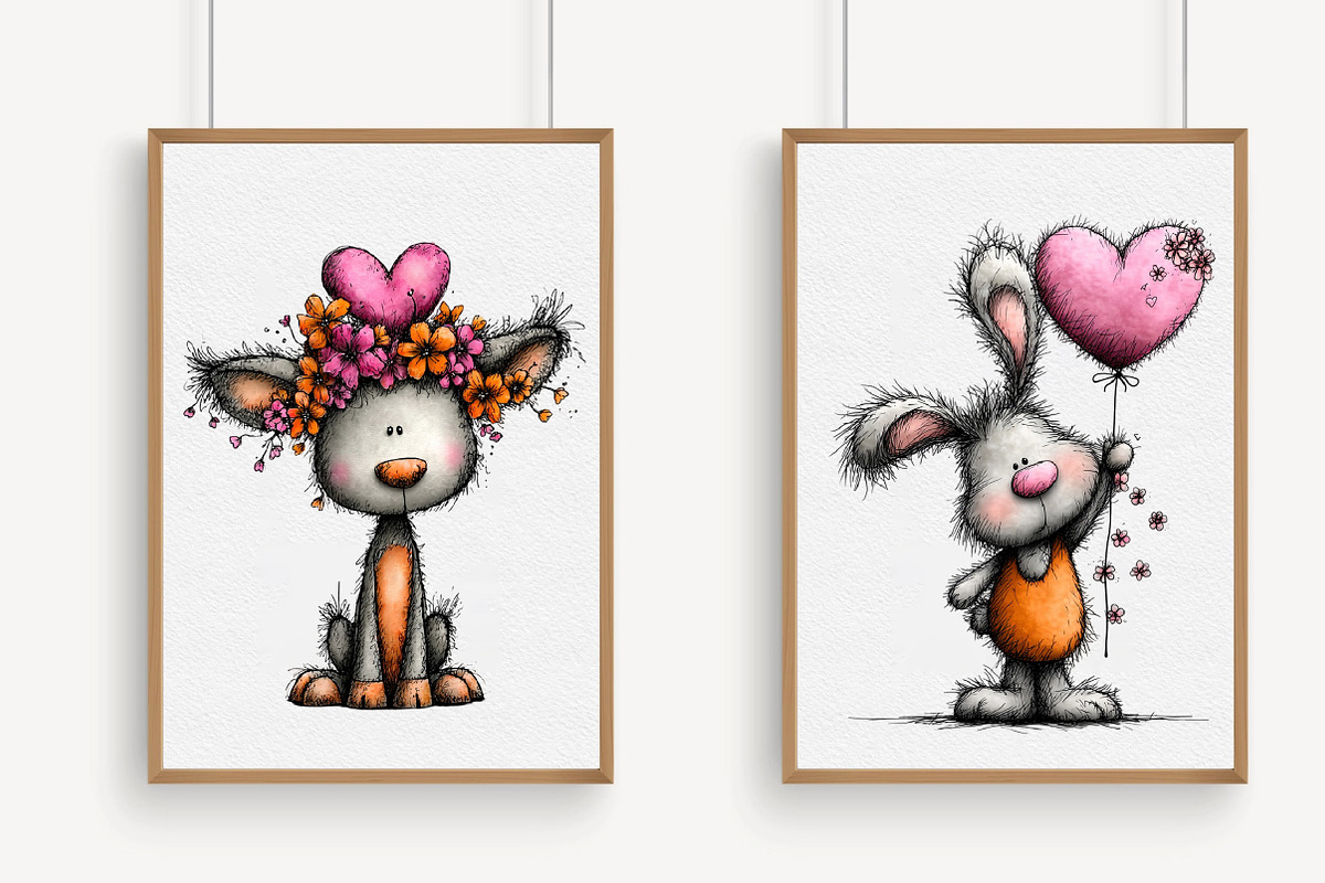 Valentine Animals Clipart, an Illustration by Libby Wishes (Photo 4 of 7)