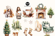 Watercolor Cozy Christmas Clipart, a Decorative Illustration by OKArtHub (Thumbnail 2 of 8)