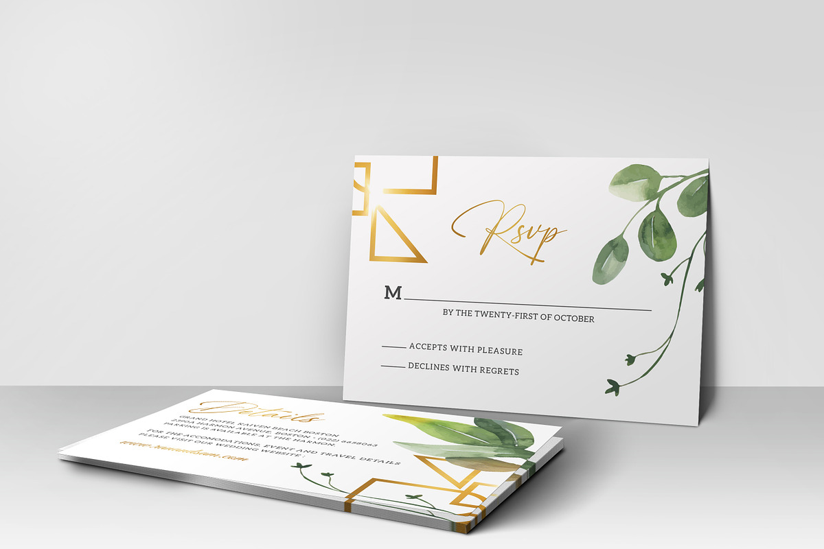 Geometric Wedding Invitation Set, an Invitation Template by Aarley Kaiven (Photo 3 of 4)