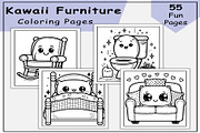 Kawaii Furniture Coloring Pages, a Decorative Illustration by Lamia Emad (Thumbnail 1 of 5)