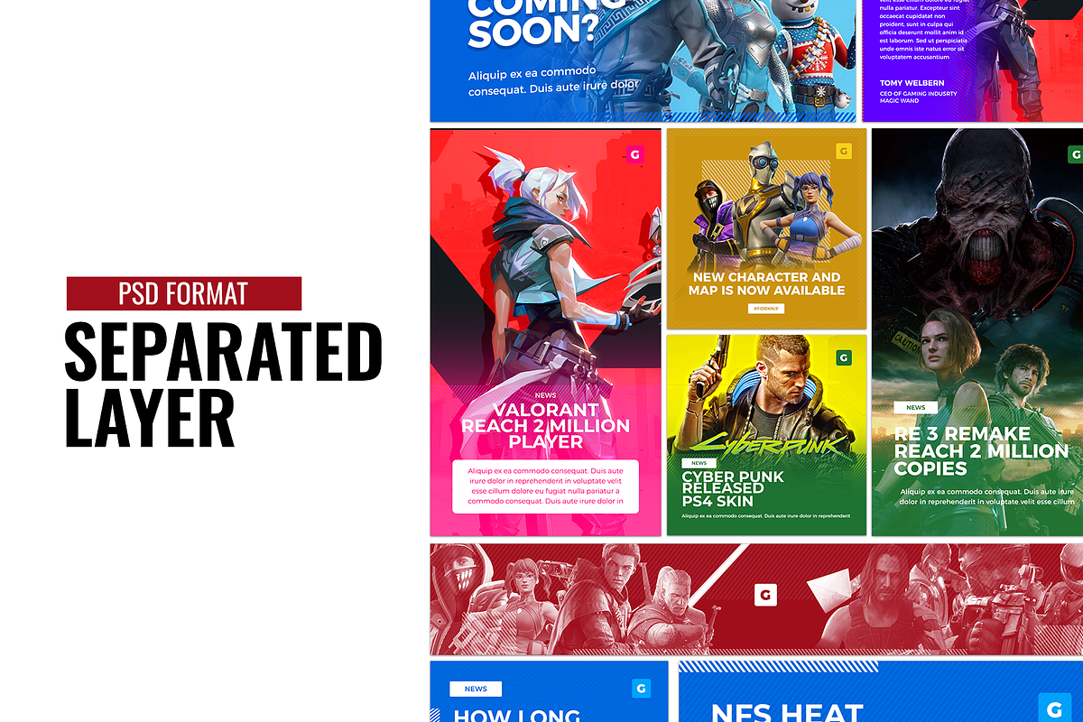 Gaming Social Media Templates Kit, a Social Media Template by Creathift (Photo 5 of 7)