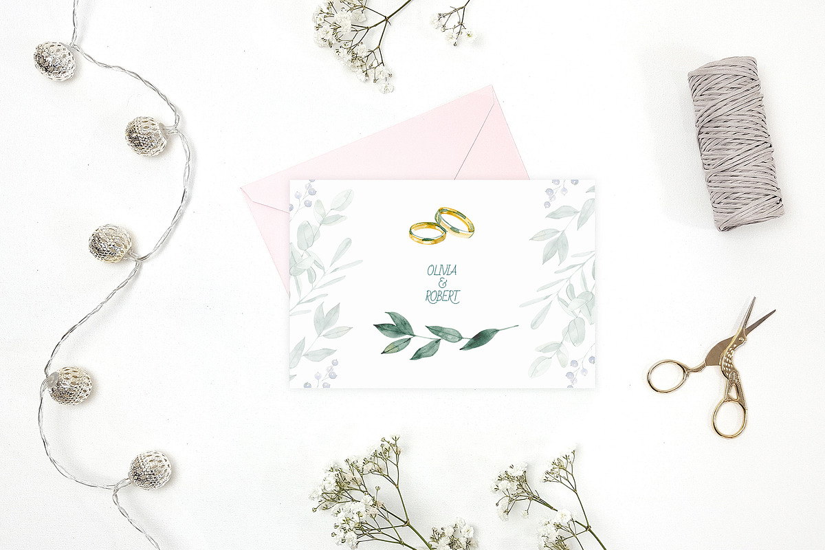 Watercolor white wedding clipart, a Decorative Illustration by NataliMiasStore (Photo 3 of 6)