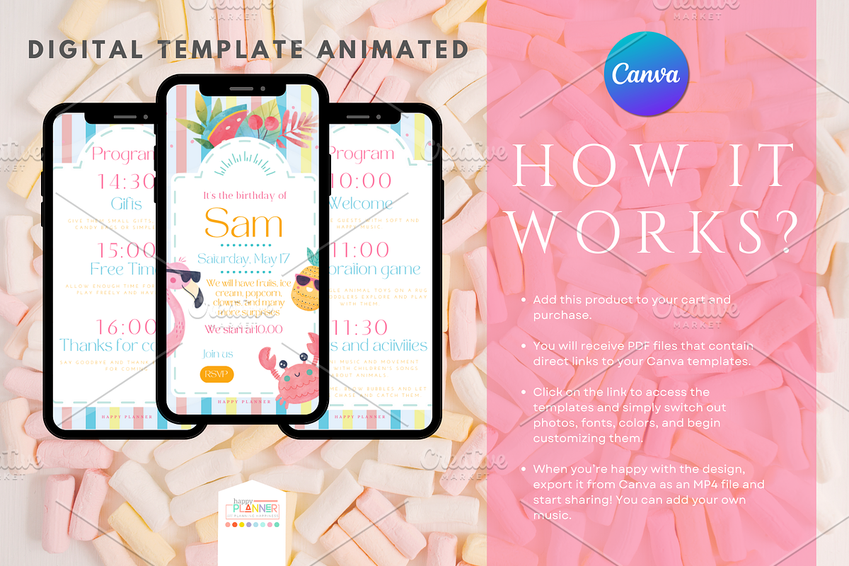 Animated Digital Birthday Invitation, a Presentation Template by katyhappyplanner (Photo 1 of 3)