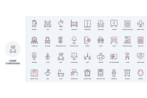 Furniture decor office home icons, an Object Illustration by Lemberg Vector