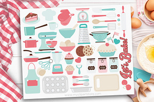 Bakery Kitchen Utensils Clipart, a Food Illustration by MyClipArtStore