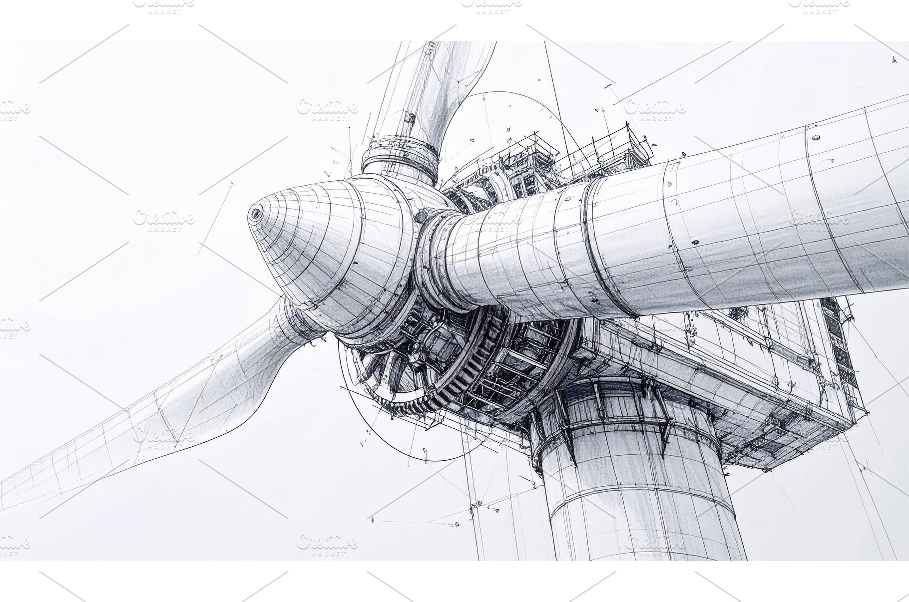 Technical pencil drawing showing, an Industrial Photo by Igor Tichonow