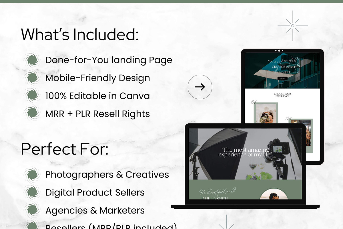 Photography Canva Website Template, a Landing Page Template by Digital Content Mix (Photo 2 of 6)