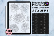 100 procreate chrysanthemum stamps, a Brush Add-On by Arts For Peace (Thumbnail 1 of 9)