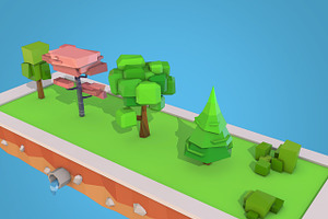 Cartoon Trees Bushes Low Poly Pack