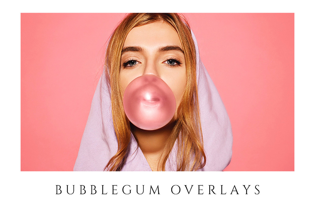 Bubblegum Overlays PNGs, a Layer Style Add-On by Wild Honey Design Co. (Photo 1 of 3)
