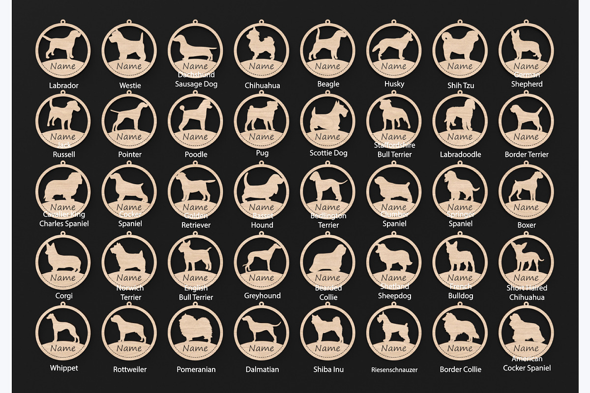 40 Custom Dog Ornaments Laser Files, an Object Graphic by ThemeXDigital (Photo 9 of 9)