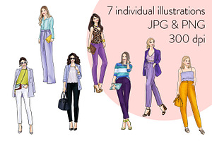 Girls In Lilac - Light Skin Clipart