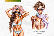 Dreamy Summer girls Clipart Set, a Person Illustration by ThatsDesignArt (Thumbnail 10 of 10)