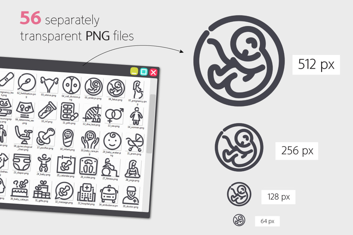 Pregnancy Line Icons Set, an Outline Icon by Voysla's Shop (Photo 3 of 4)