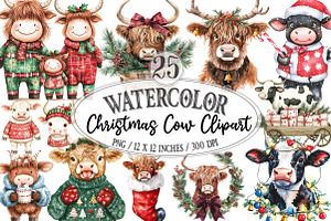 Funny Christmas Cow Clipart PNG