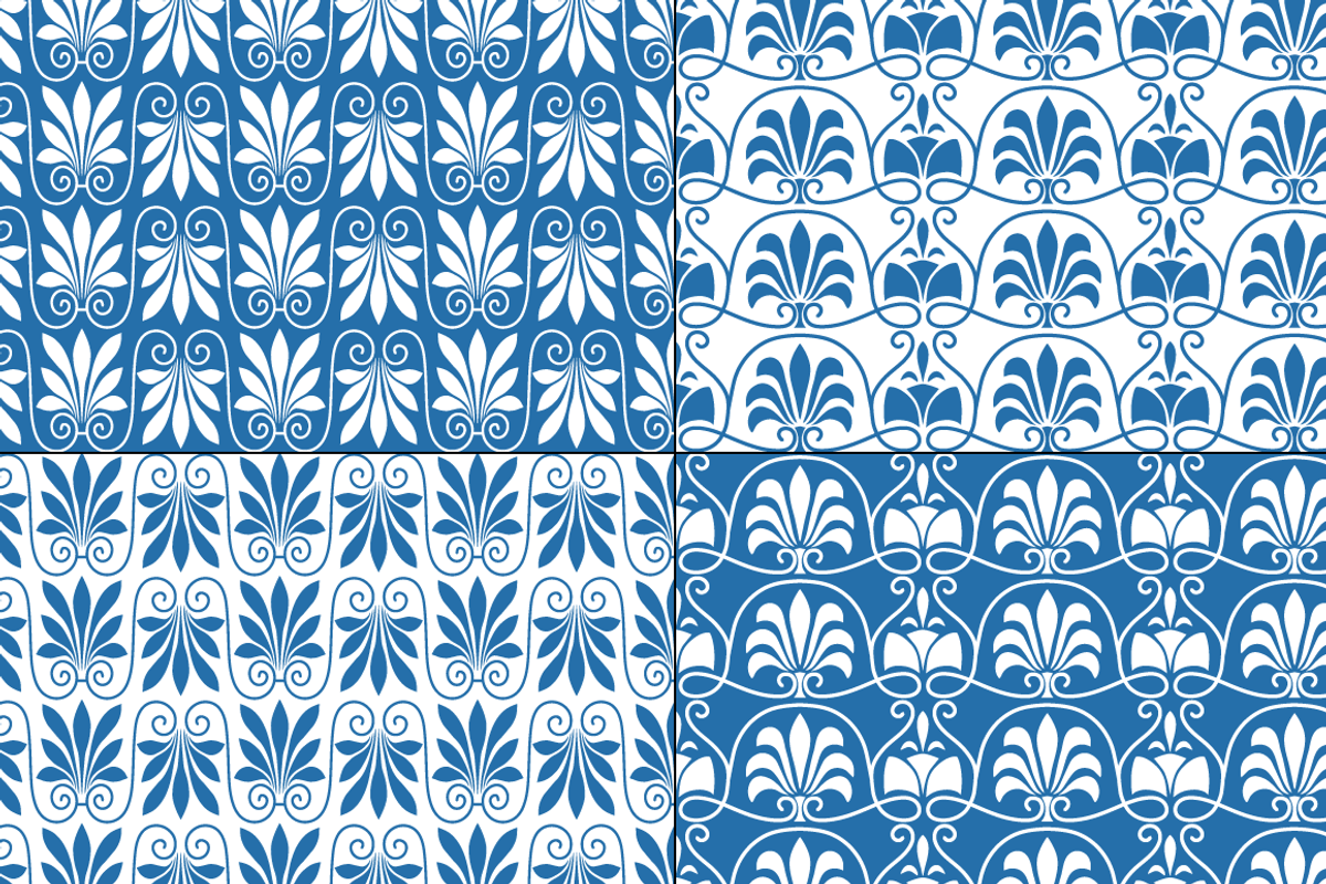Blue White Greek Ornamental Patterns, a Pattern Graphic by Melissa Held ...