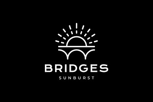 arch bridge sunset sunburst logo, a Branding & Logo Template by devastd