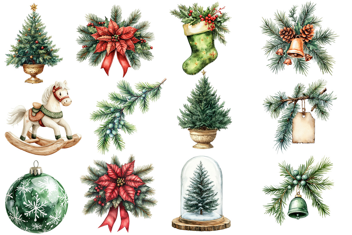 Christmas Winter Watercolor Clipart, an Illustration by Designworld (Photo 2 of 6)